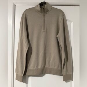 Vince Men's Zip-Neck Cotton/Cashmere Sweater in Taupe